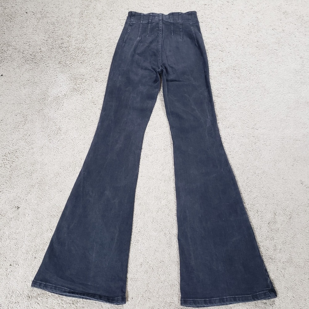 Free People Jeans 27 Black Jayde Flare Bell Bottom Boho Casual Festival 70s - Picture 4 of 14